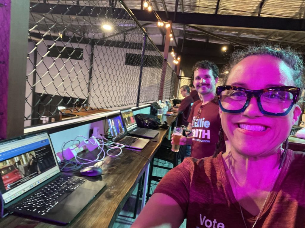 Pamela Rose and Damien Attwood at a Dickson community independent campaign event, 2025 federal election