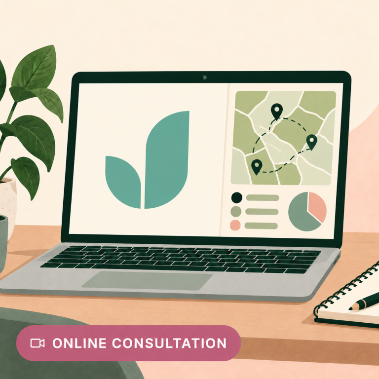 Screen showing an online marketing strategy consultation