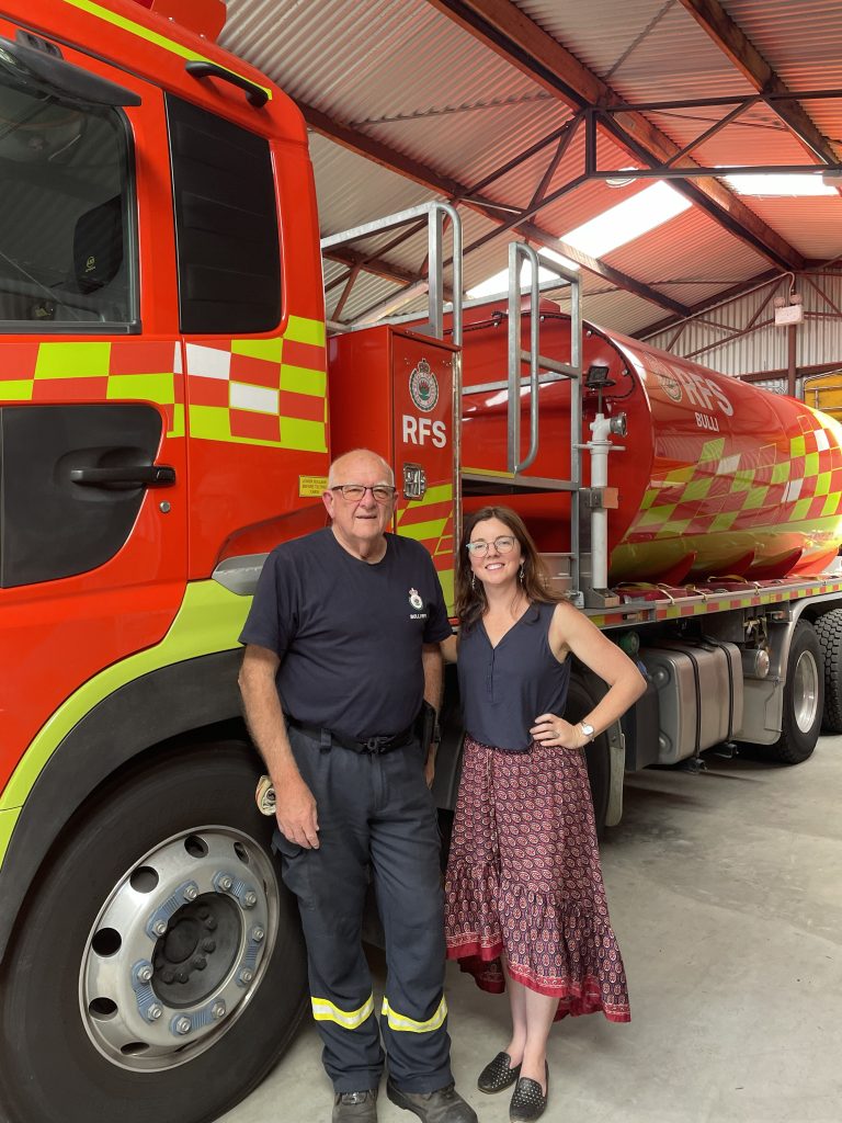 Kylie with NSW Rural Fire Service volunteer Alan