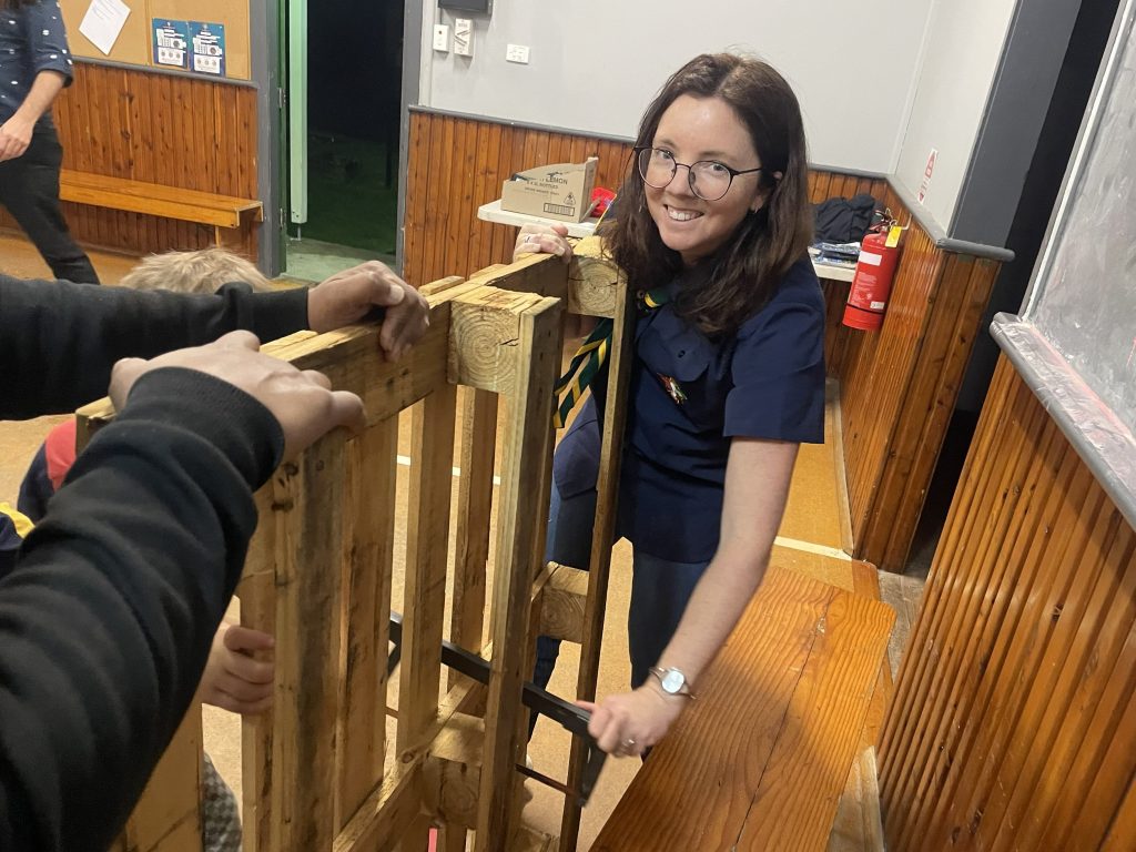 Kylie Flament building a toy library with Scouts