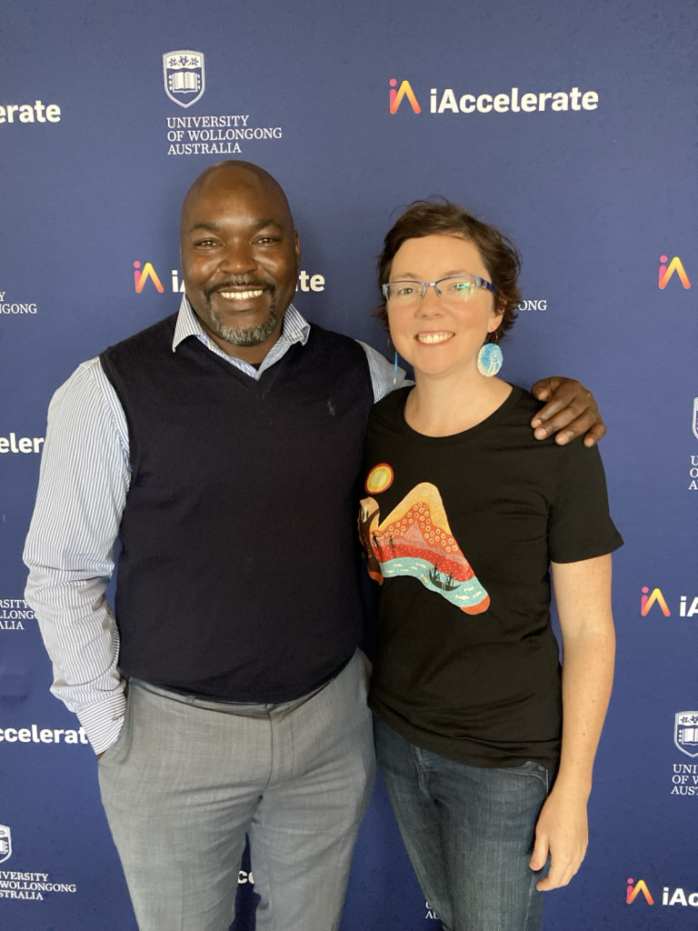 Kylie Flament with Alfred Chidembo at iAccelerate, Wollongong