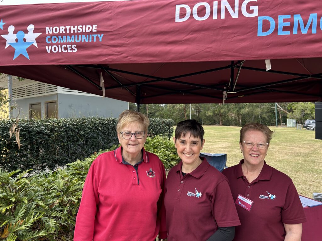 Zoe and Carmel with NCV member and Ferny Hills resident Josephine Pritchard